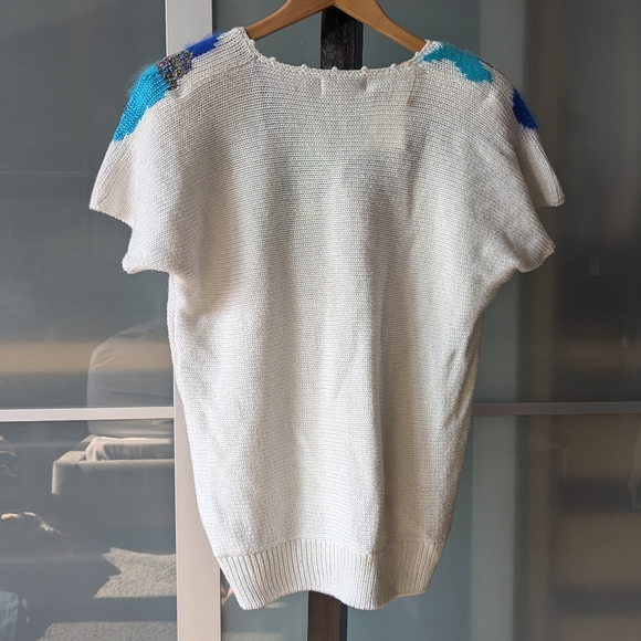 Vintage 80s Franco Valeri Short Sleeve Knit Abstract Top - Size Large - Picture 8 of 8